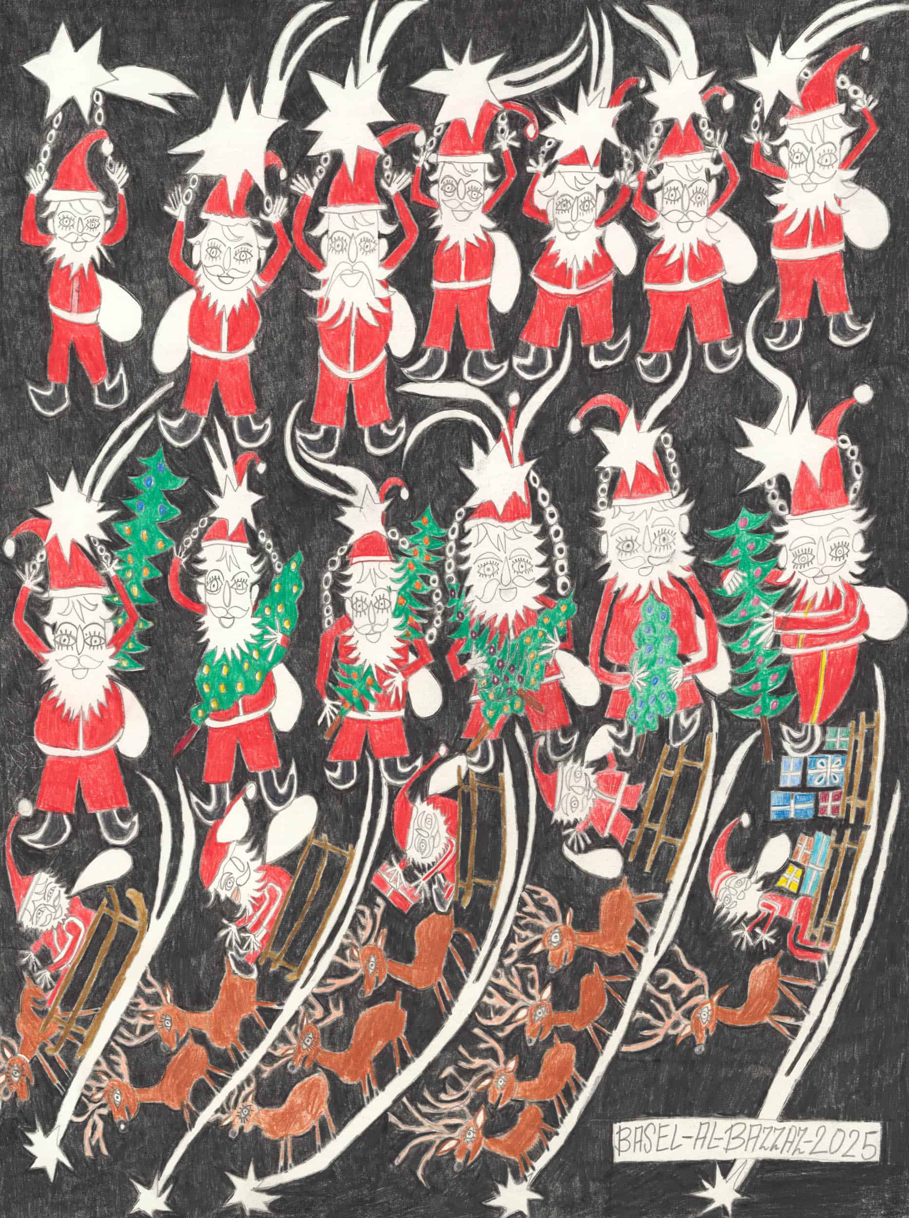al-bazzaz basel - Weihnachtsmänner und Rentiere/Santa Clauses and reindeer