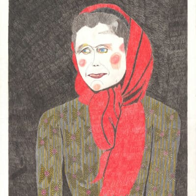 Alte Frau mit rotem Kopftuch / Old woman with red headscarf