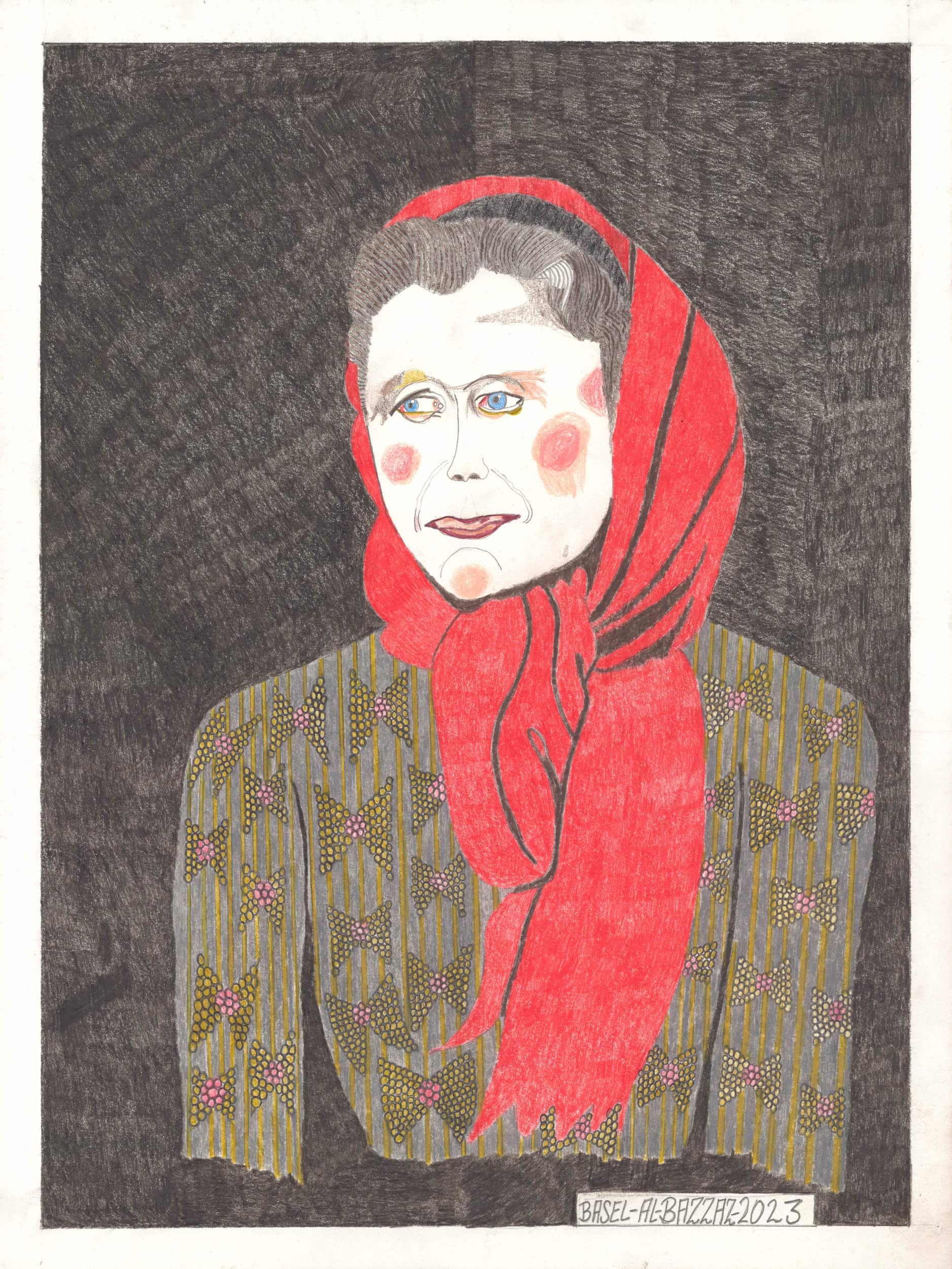 al-bazzaz basel - Alte Frau mit rotem Kopftuch / Old woman with red headscarf