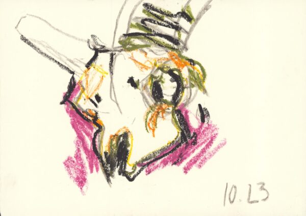 Juergen Maurer, ohne Titel, 2023, Ölkreiden auf Papier, 21 x 29,x7 cm
